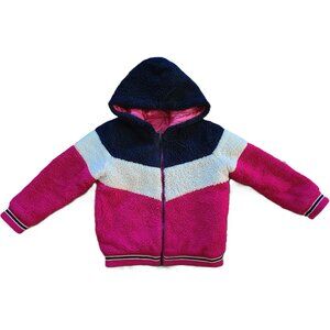 Andy & Evan Girls Sherpa Reversible Jacket Hot Pink Navy Blue Size 7